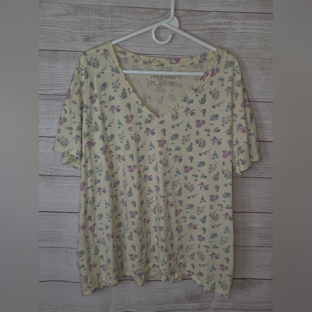 Women's Botanical Wildflower Pattern Crusher-LITE Easy Vee Size XXL